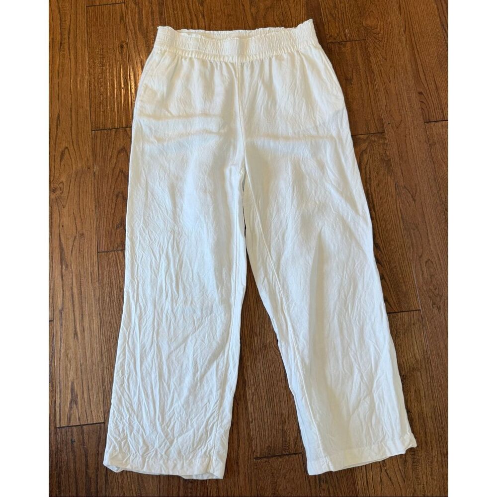 H&M linen blend wide leg pull on pant size M - Picture 2 of 6